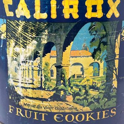 Vintage Calirox 9.5” Tall Lidded Tin