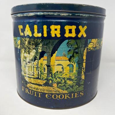 Vintage Calirox 9.5” Tall Lidded Tin