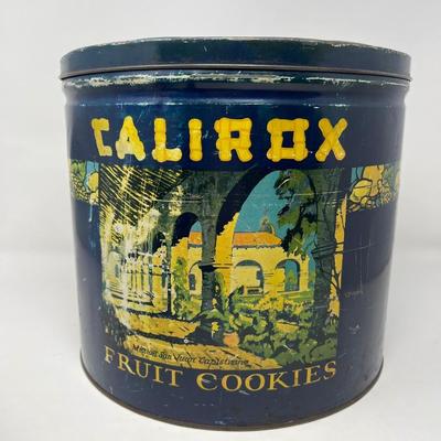 Vintage Calirox 9.5” Tall Lidded Tin