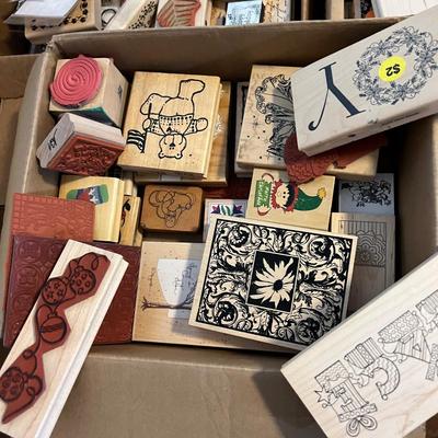 3 Boxes Full of Wood & Silicone Crafting Stamps