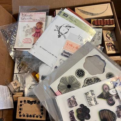 3 Boxes Full of Wood & Silicone Crafting Stamps