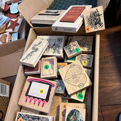 3 Boxes Full of Wood & Silicone Crafting Stamps