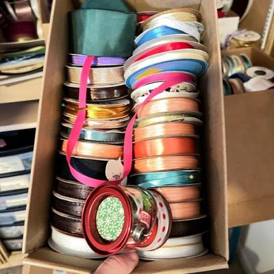 HUGE Crafting Ribbon Lot - Boxes Full