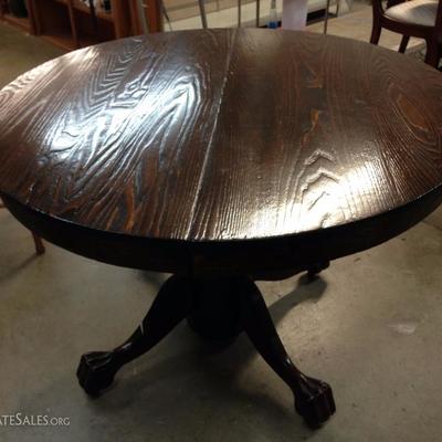 Oak Round Dining Table with Claw Feet