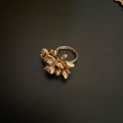 Vintage 14K Puffy Floating Cluster Heart Ring