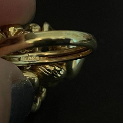 Vintage 14K Puffy Floating Cluster Heart Ring