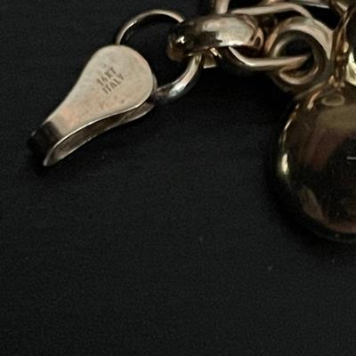 Vintage 14K Milor Puffy Heart Charm Bracelet