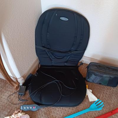 SEAT MASSAGER, TOILETRY AND JEWELRY BAGS, POWER BANK AND MORE
