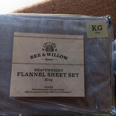 NEW AND USED FLANNEL KING SIZE SHEET SETS AND A THROW BLANKET