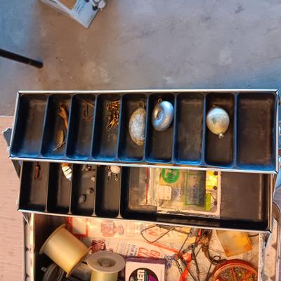 TACKLEMASTER ALUMINUM BOX WITH SOME TACKLE