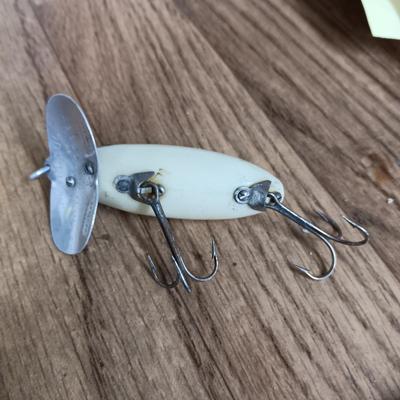 VINTAGE FISHING LURES AND WOODEN BOBBER