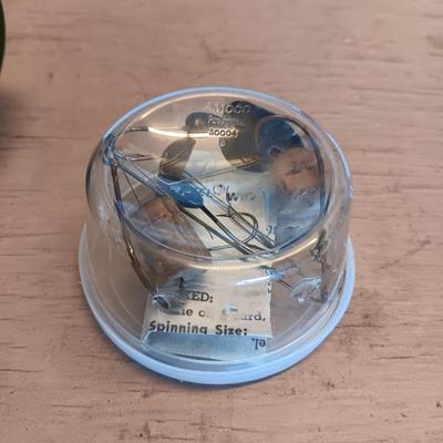 JOHNSON "THE CENTURY" 100A REEL, DOVETAILED WOODEN BOX AND CORK TACKLE