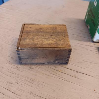JOHNSON "THE CENTURY" 100A REEL, DOVETAILED WOODEN BOX AND CORK TACKLE
