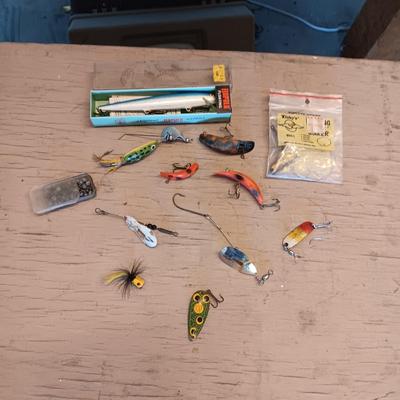 AN ASSORTMENT OF FISHING LURES PLUS MORE