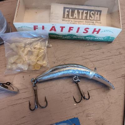 FILET KNIFE IN SHEATH AND FISHING TACKLE