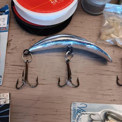 FILET KNIFE IN SHEATH AND FISHING TACKLE