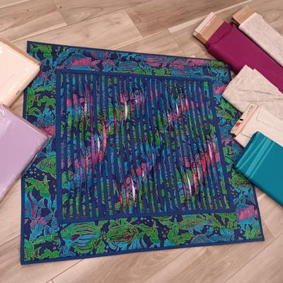 WALL QUILT AND LARGE AMOUNT OF SEWING MATERIAL
