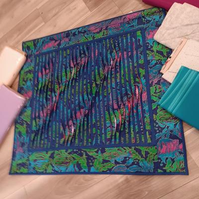 WALL QUILT AND LARGE AMOUNT OF SEWING MATERIAL