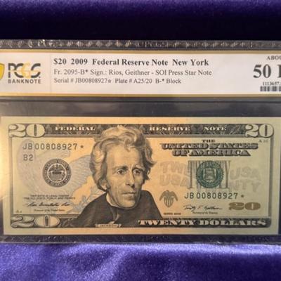2009 20 Dollar Star Note Graded About UNC 50 PPQ