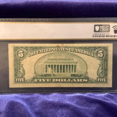 1953 B Five Dollar Silver Certificate Graded VF 30
