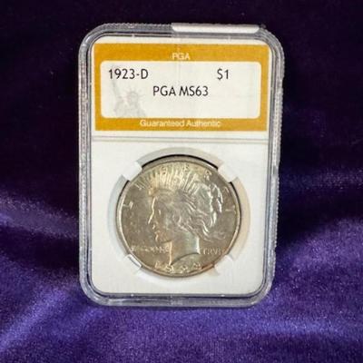 1923 D Peace Dollar MS 63