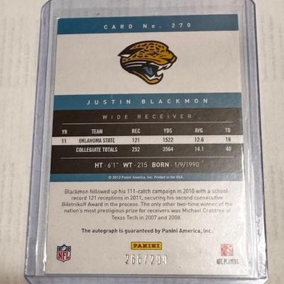 2012 Prestige Card Rookie Justin Blackmon