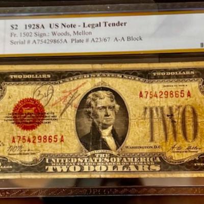 1928 A US Note $2 Bill Graded Choice Fine 15
