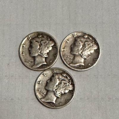 3 Mercury Dimes 36-P,40-S,44-P