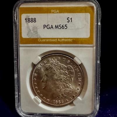 1888 Morgan Silver Dollar Graded MS 65
