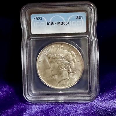 1923 Peace Dollar Graded MS 65+