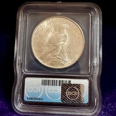 1923 Peace Dollar Graded MS 65+