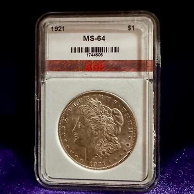 1921 Morgan Silver Dollar Graded MS 64