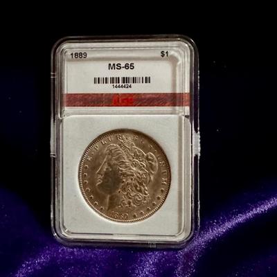 1889 Morgan Silver Dollar Graded MS 65