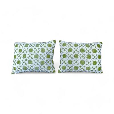 Chic Chinoiserie Motif Beaded Lumbar Decorative Pillows, A Pair