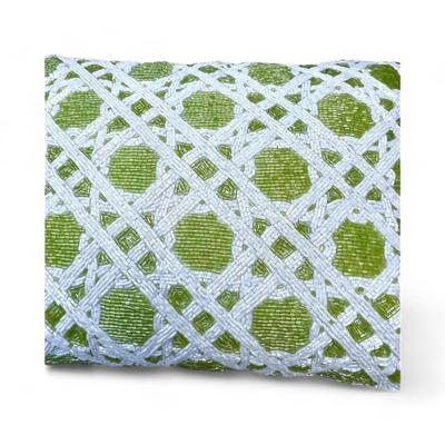Chic Chinoiserie Motif Beaded Lumbar Decorative Pillows, A Pair