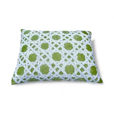 Chic Chinoiserie Motif Beaded Lumbar Decorative Pillows, A Pair