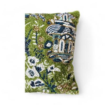 Chic Geometric Motif Beaded Decorative Accent Throw Pillow