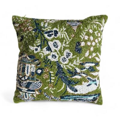 Chic Geometric Motif Beaded Decorative Accent Throw Pillow