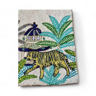 Chic Chinoiserie Tiger Motif Beaded Centerpiece Runner