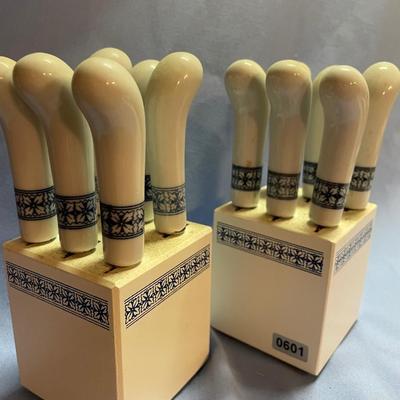 Canapé knife set of 6 w/block
