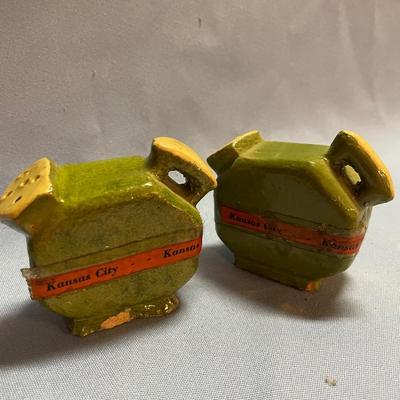 Green salt & pepper shakers
