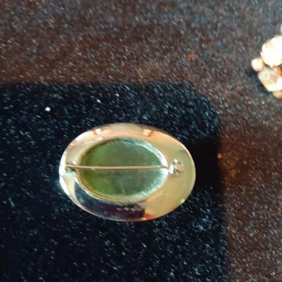 STERLING BROOCH AND SCREW BACK EARRINGS E/RHINESTONES
