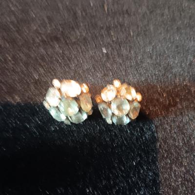 STERLING BROOCH AND SCREW BACK EARRINGS E/RHINESTONES