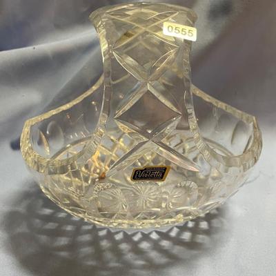 Basket-crystal-hand cut etched Violetta glass
