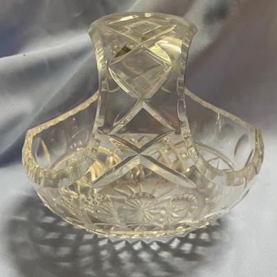Basket-crystal-hand cut etched Violetta glass