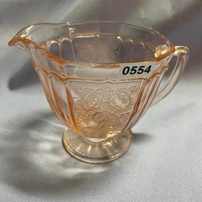 Anchor Hocking Mayfair open rose pink footed creamer