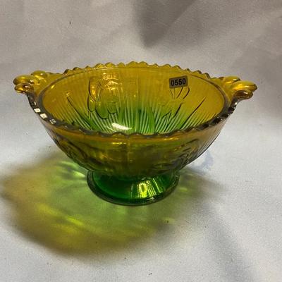 Jeannette green/yellow depression glass bowl