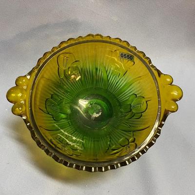 Jeannette green/yellow depression glass bowl