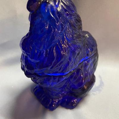 Moser cobalt blue glass collie dog