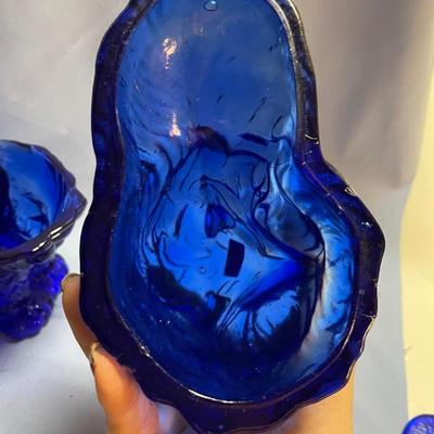 Moser cobalt blue glass collie dog